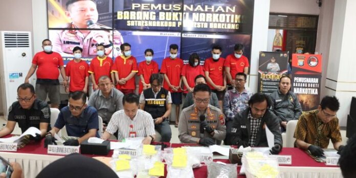 Konferensi Pers Kapolresta Barelang Memimpin Pemusnahan 11.154,09 Gram Sabu dan 746,53 Gram Ganja, Menyelamatkan Ribuan Nyawa