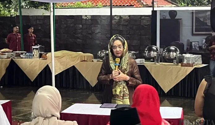Ketua Yayasan Pembina Hatta, Meutia Farida Hatta Swasono, saat menyampaikan sambutan di Museum Perumusan Naskah Proklamasi